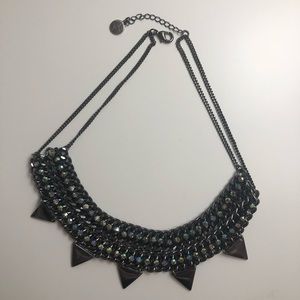 Gunmetal Crystal Statement Necklace